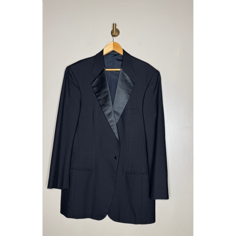 Dormeuil Wool Tuxedo Blazer Black Satin Peak Lapel Formal Jacket L 44‎